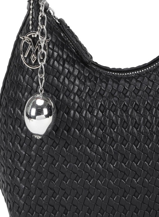 MONROW Stylish And Trendy Regularwear Crossbody And Shoulder Black Bag with Two Handle and Detachable Sling Strap for Women - Image 5
